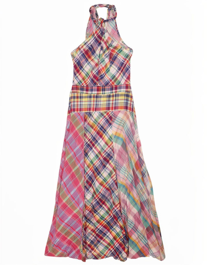 Abito Halter da donna Polo Ralph Lauren US 10 grande patchwork multicolore