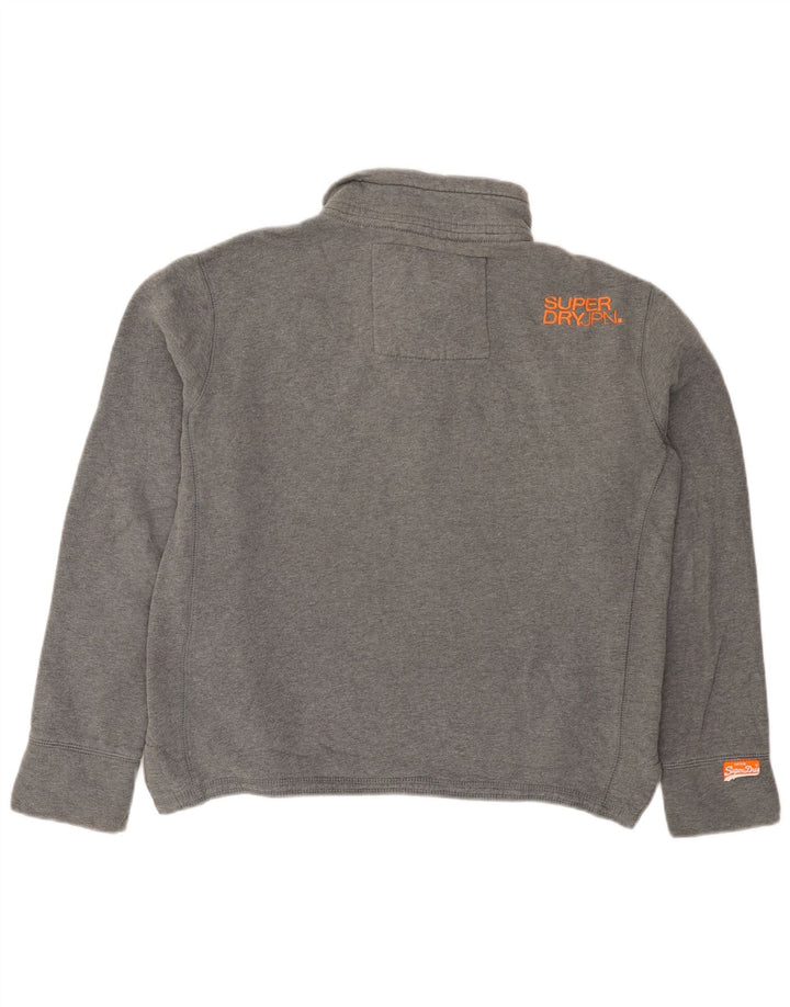 Felpa da uomo con collo abbottonato Superdry, cotone grigio medio