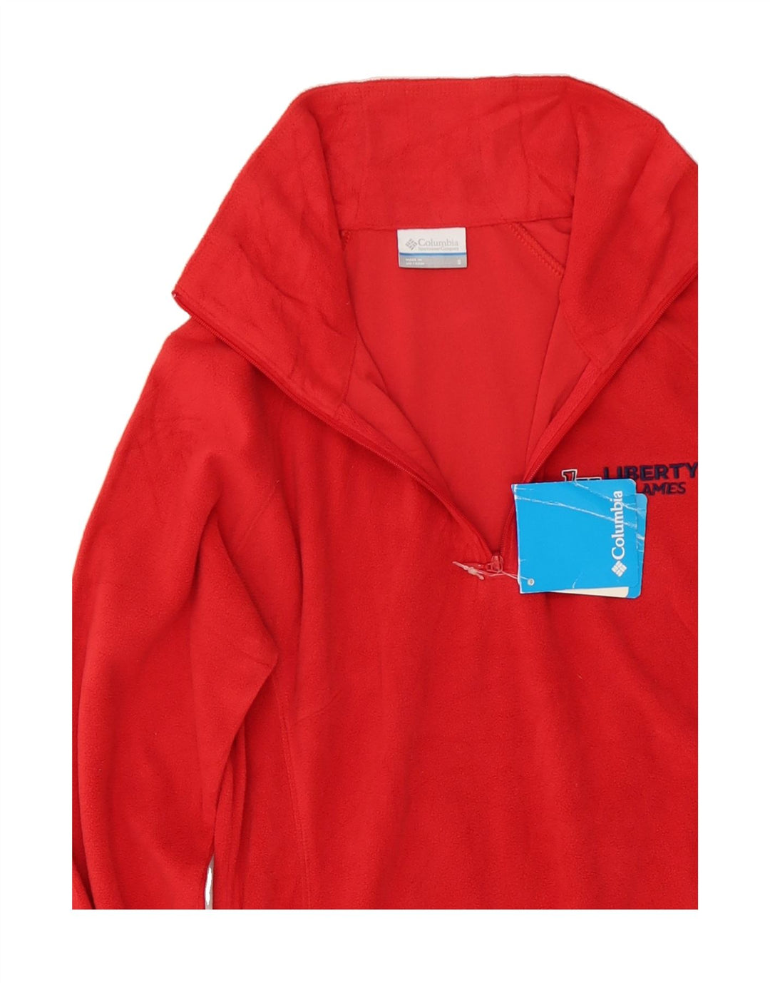 COLUMBIA Womens Zip Neck Fleece Jumper UK 10 Small Red Polyester Vintage Columbia and Second-Hand Columbia from Messina Hembry 