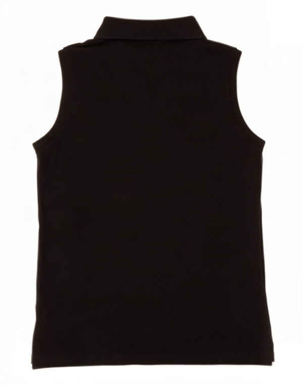 Diadora Womens Sleeveless Polo Shirt UK 10 Small Black Cotton