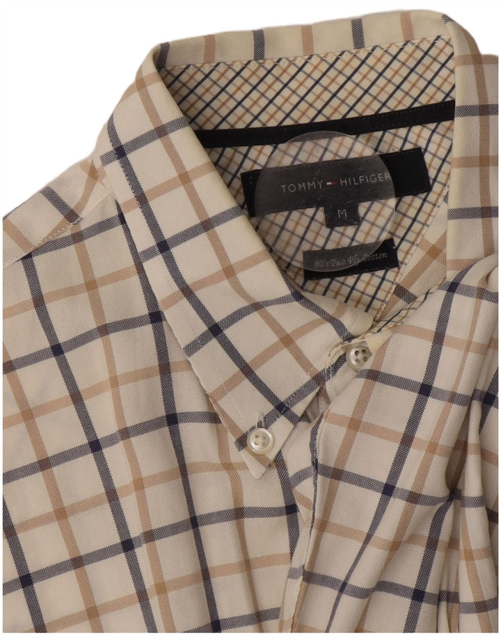 Tommy Hilfiger Camicia da uomo in cotone a quadri bianco sporco medio anni '80