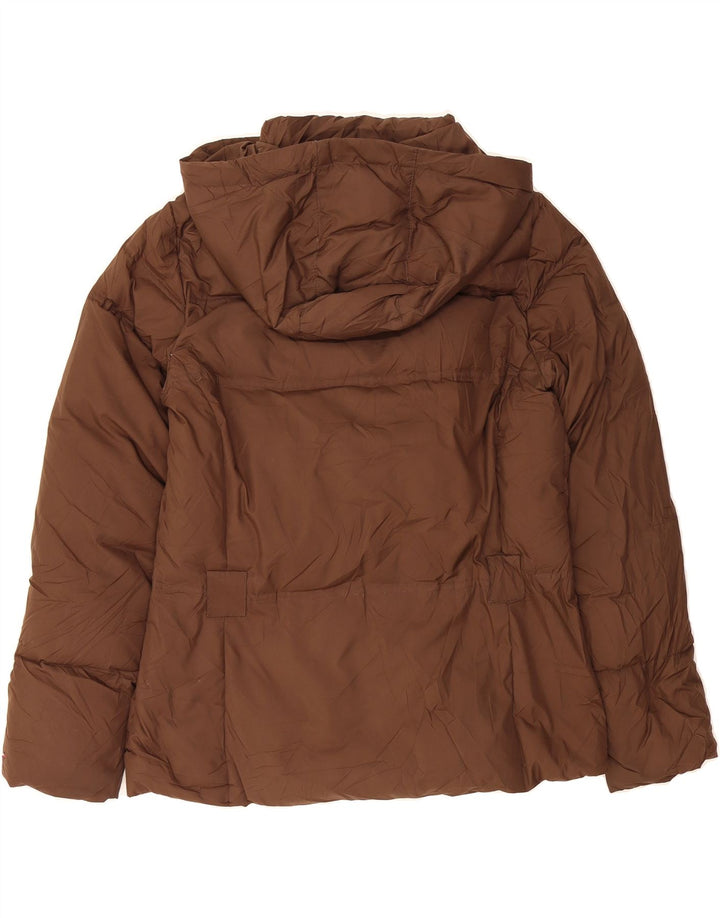 TOMMY HILFIGER Womens Hooded Padded Jacket UK 14 Large Brown Polyester Vintage Tommy Hilfiger and Second-Hand Tommy Hilfiger from Messina Hembry 