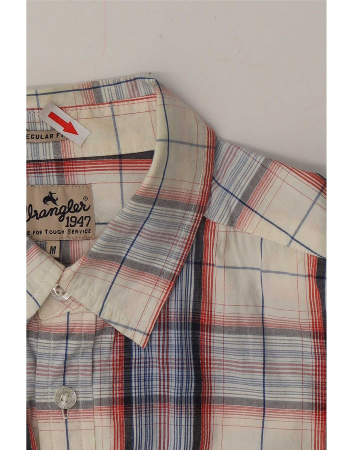 Camicia da uomo Wrangler a maniche corte, vestibilità regolare, in cotone scozzese bianco sporco medio
