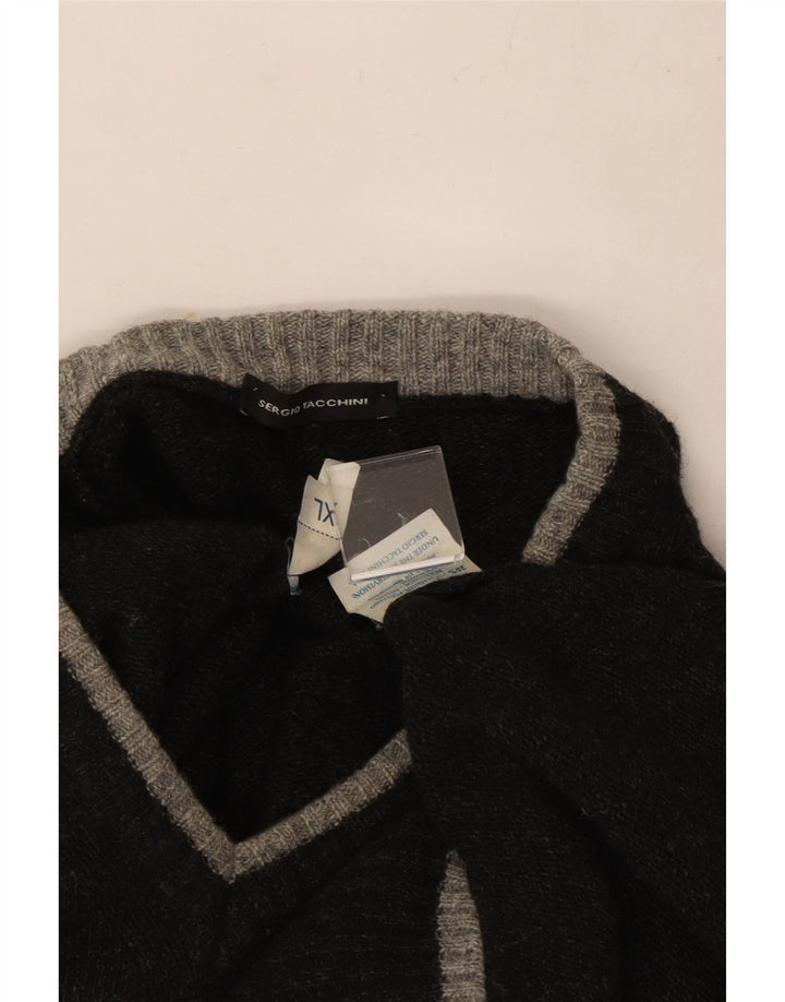 Maglione da uomo con scollo a V Sergio Tacchini XL in lana grigia