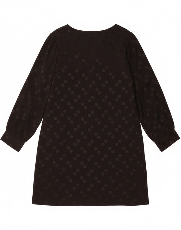 Abito a trapezio vintage da donna a maniche lunghe UK 14 viscosa media a pois neri