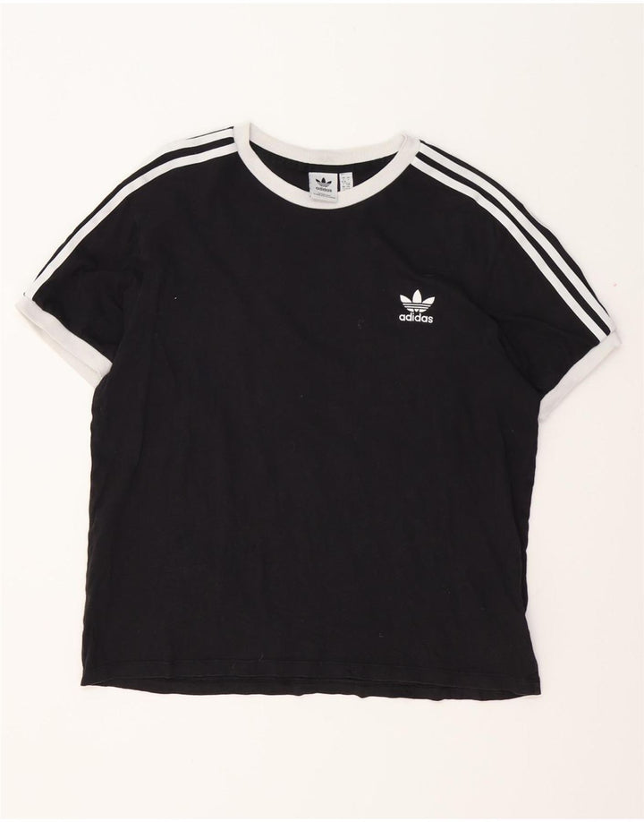 T-shirt ADIDAS da donna Top UK 16/18 grande cotone nero