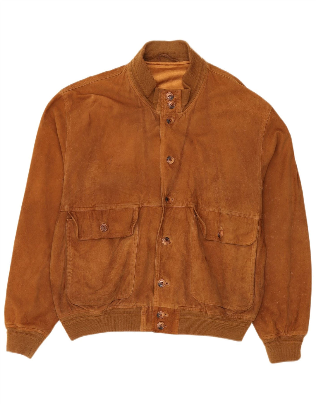 Giubbotto bomber vintage in pelle scamosciata da uomo IT 52 XL in pelle marrone