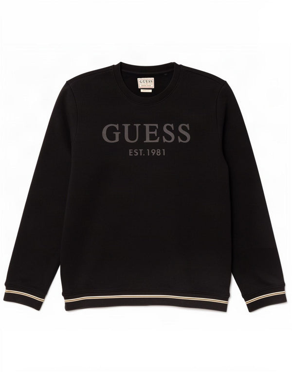 Guess Felpa slim fit con grafica da uomo Maglione XL Blu navy Cotone