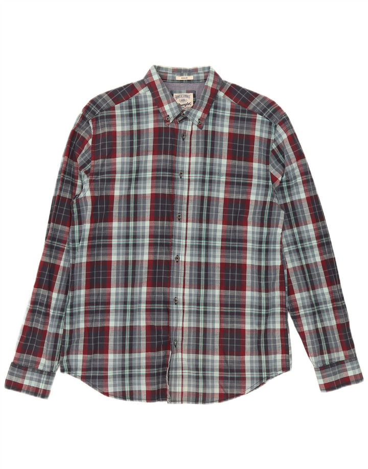 Camicia da uomo Wrangler vestibilità regolare in cotone a quadri blu medio