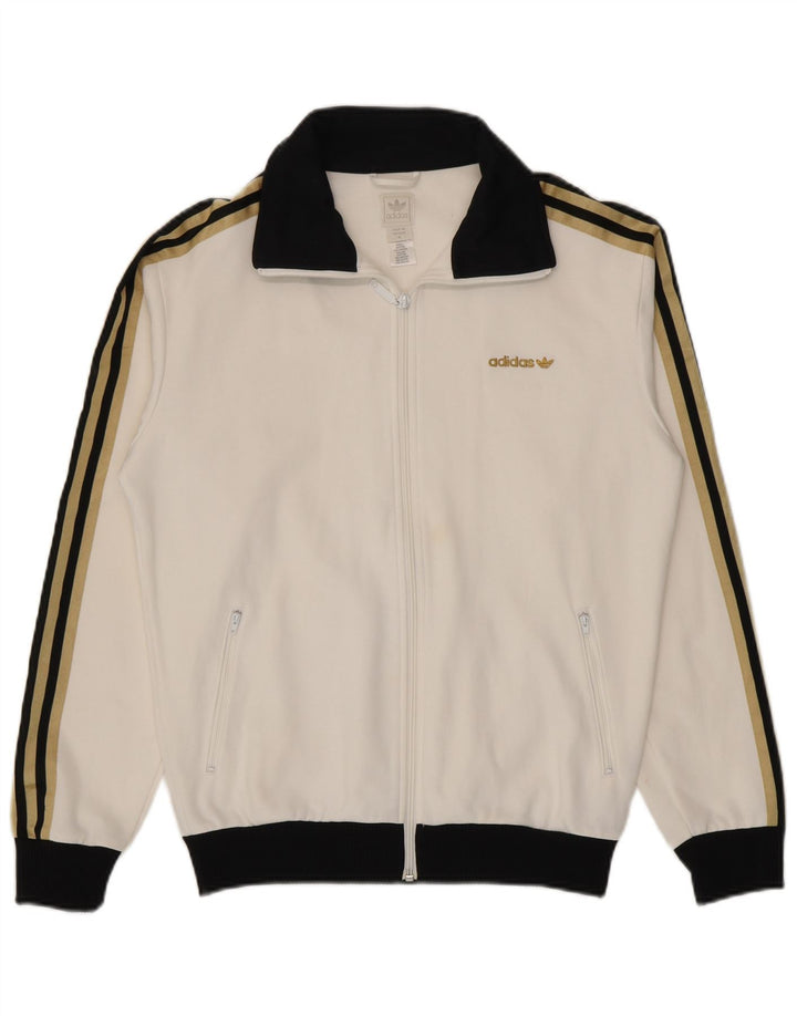 Giacca da ginnastica da uomo Adidas, giacca in poliestere color block bianco medio