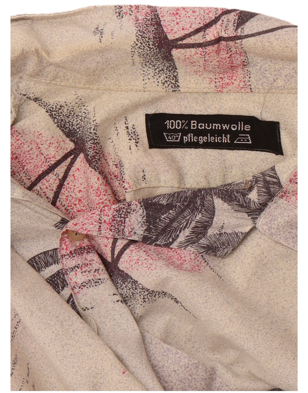 Camicia hawaiana a maniche corte da uomo VINTAGE grande cotone floreale beige