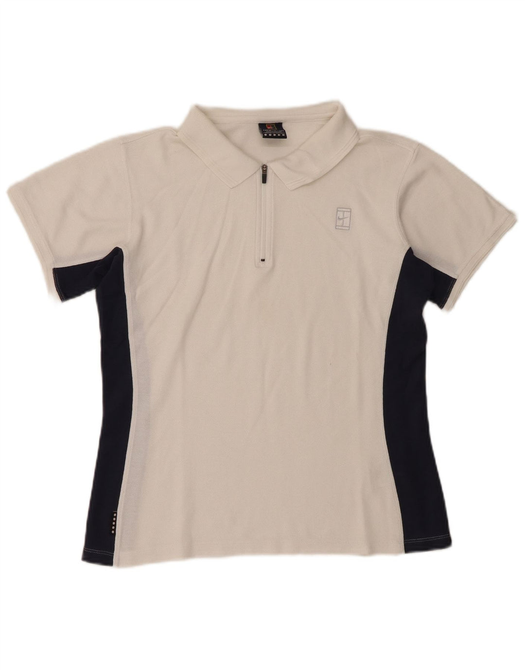 Polo Nike da donna US 4/6 Small bianca in cotone color block