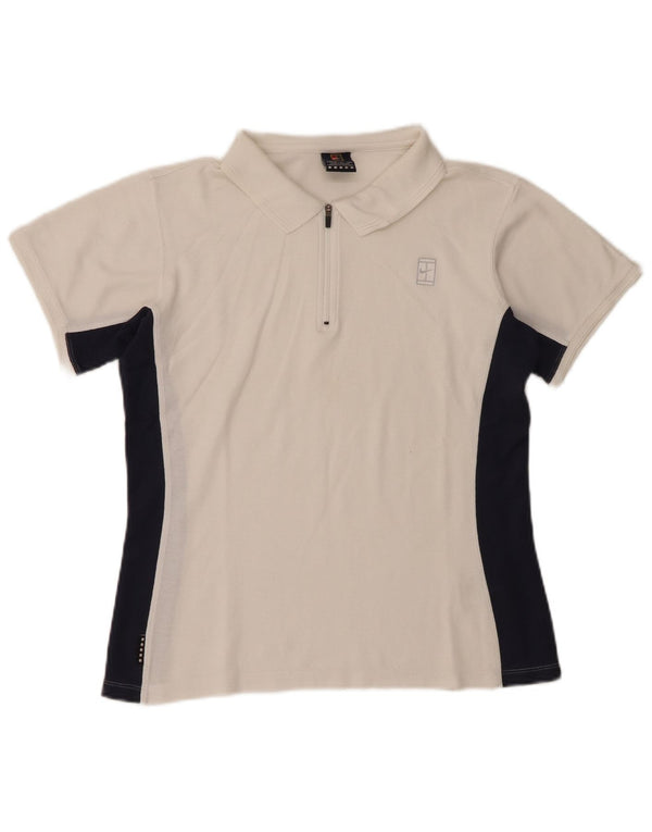 Polo Nike da donna US 4/6 Small bianca in cotone color block