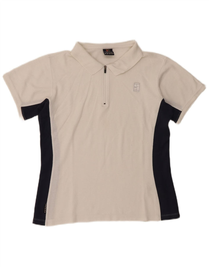 Polo Nike da donna US 4/6 Small bianca in cotone color block
