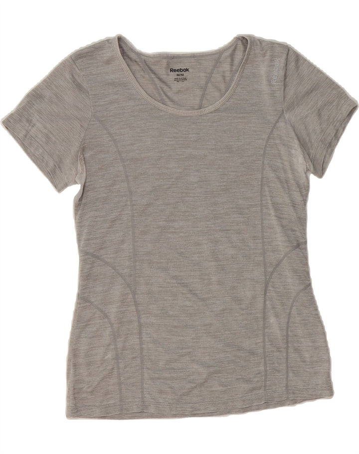 REEBOK Womens T-Shirt Top UK 12 Medium Grey Polyester Vintage Reebok and Second-Hand Reebok from Messina Hembry 