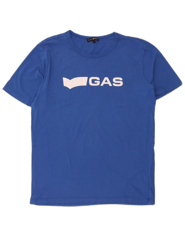 T-shirt grafica da uomo Gas Top grande in cotone blu
