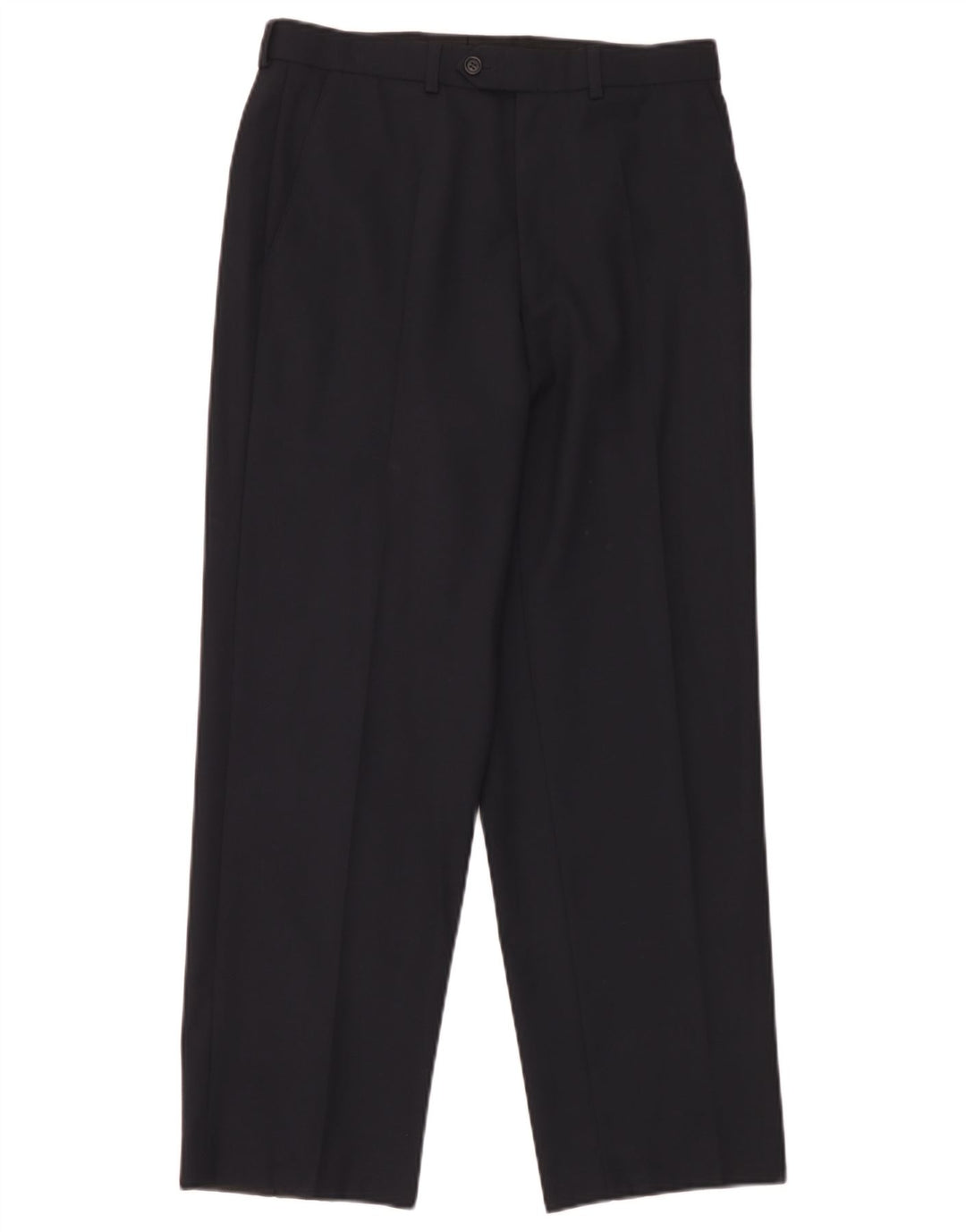 Pantaloni da abito dritti da uomo Marks & Spencer W30 L29 Blu navy in lana vergine