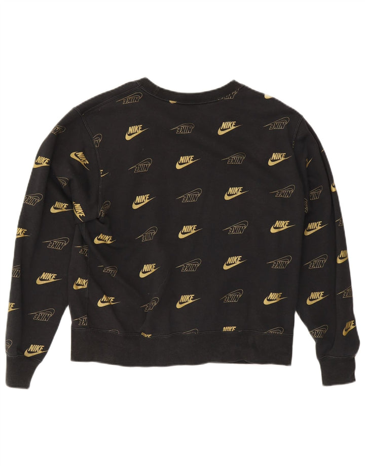 Felpa oversize con grafica Nike da donna UK 10 piccola in cotone nero