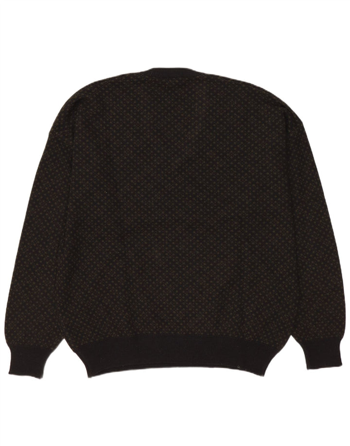 Maglione da uomo con scollo a V Bramante grande lana geometrica grigia