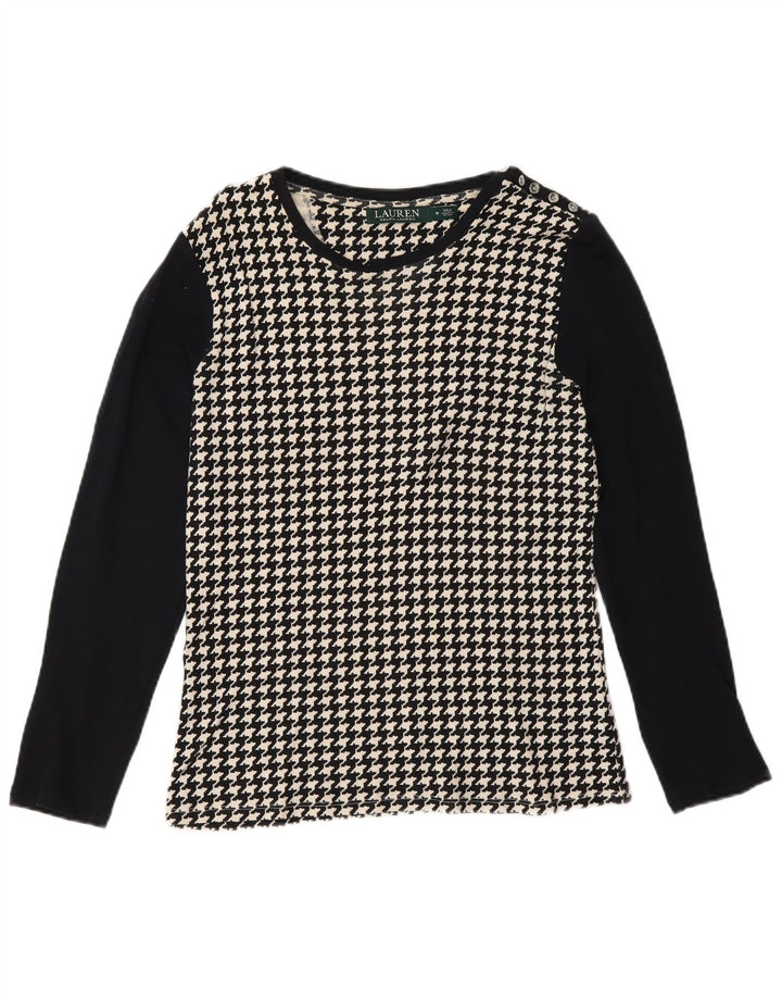 Camicetta da donna Ralph Lauren Top UK 12 cotone pied de poule nero medio