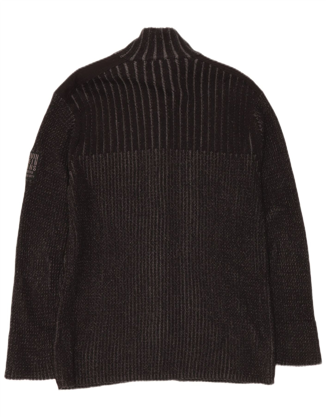 CALVIN KLEIN JEANS Maglione cardigan da donna UK 14 Grande cotone grigio