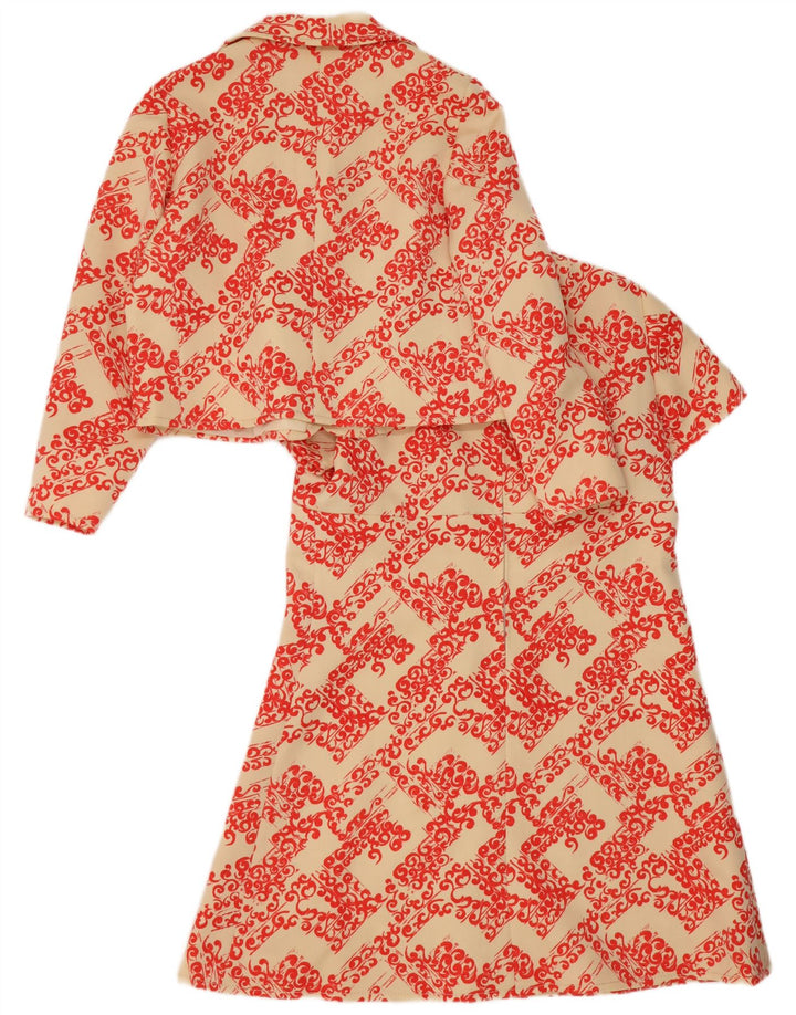 Set da 2 pezzi vintage da donna UK 14 grande motivo floreale beige