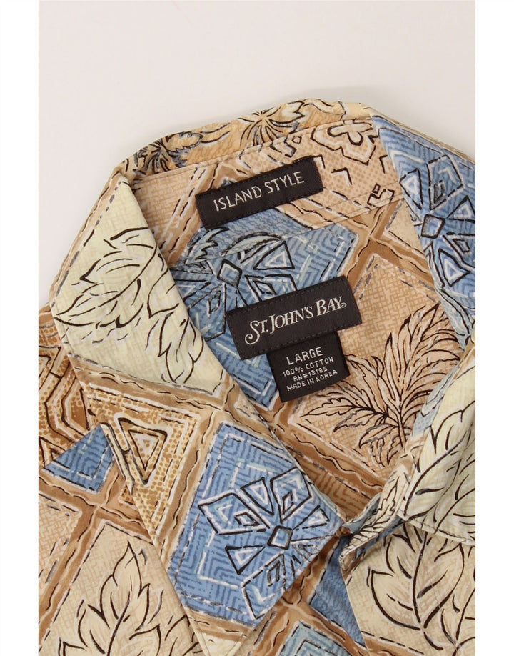 Camicia a maniche corte da uomo St John's Bay grande cotone geometrico beige