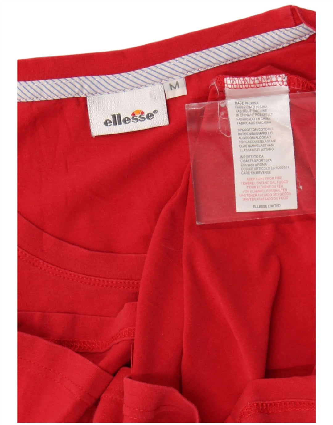T-shirt grafica da donna Ellesse Top UK 12 rosso medio in cotone