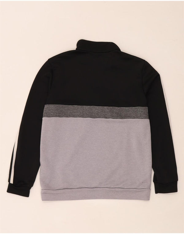 Felpa Adidas da ragazzo con zip e collo, 11-12 anni, color block nero