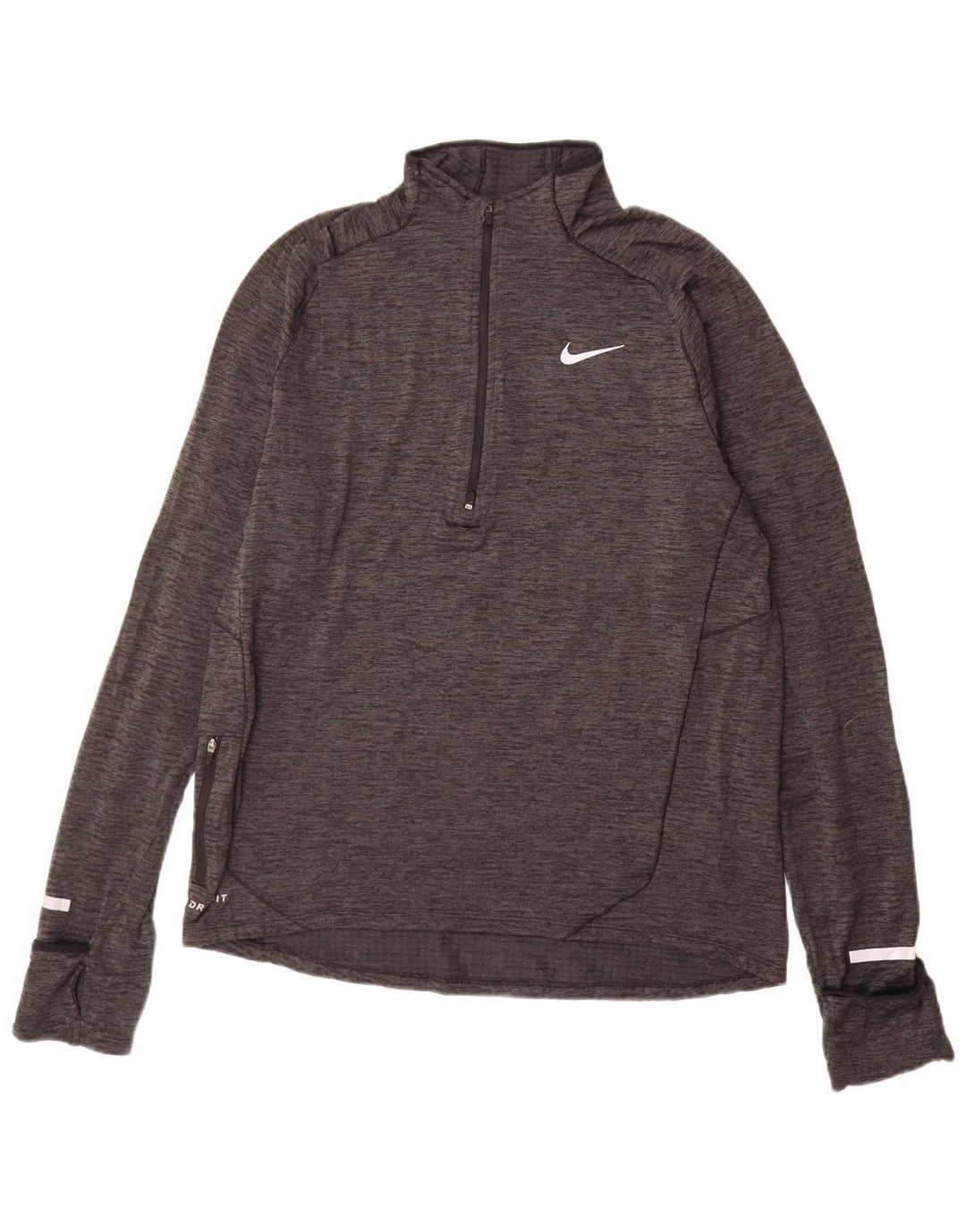 NIKE Top da tuta da uomo Dri Fit con zip e collo grigio medio chiazzato