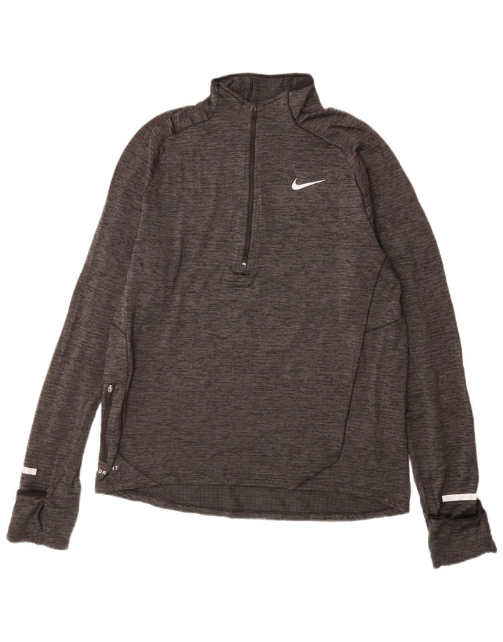 NIKE Top da tuta da uomo Dri Fit con zip e collo grigio medio chiazzato