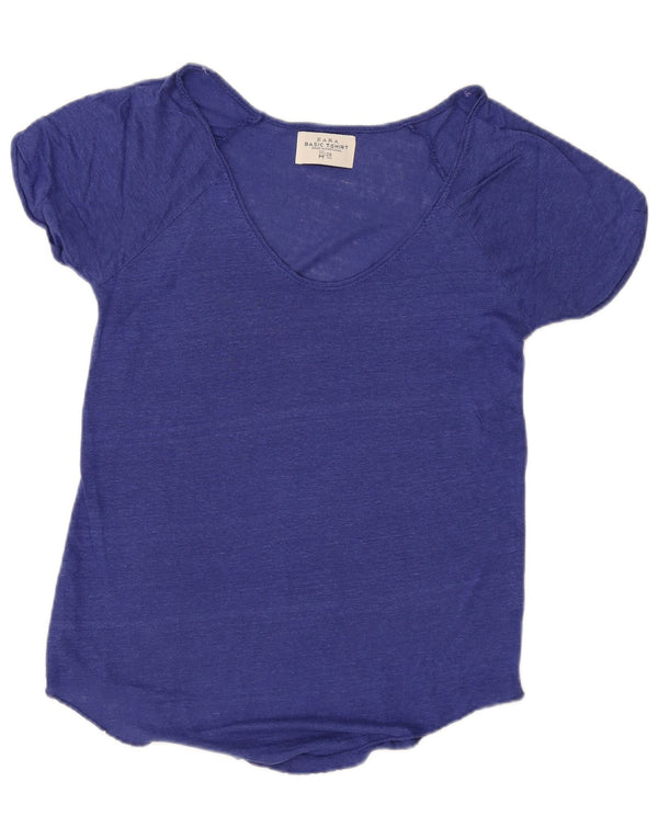 T-shirt Zara da donna Top UK 14 blu medio chiazzato