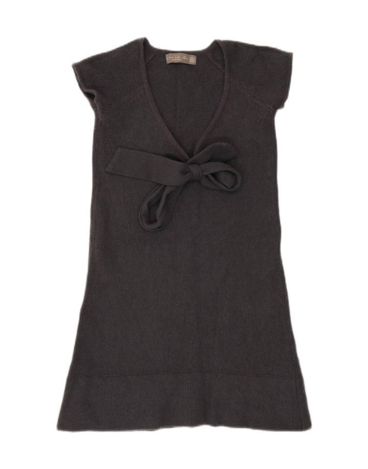 Abito maglione da donna Zara con allacciatura frontale UK 8 piccolo in lana grigia
