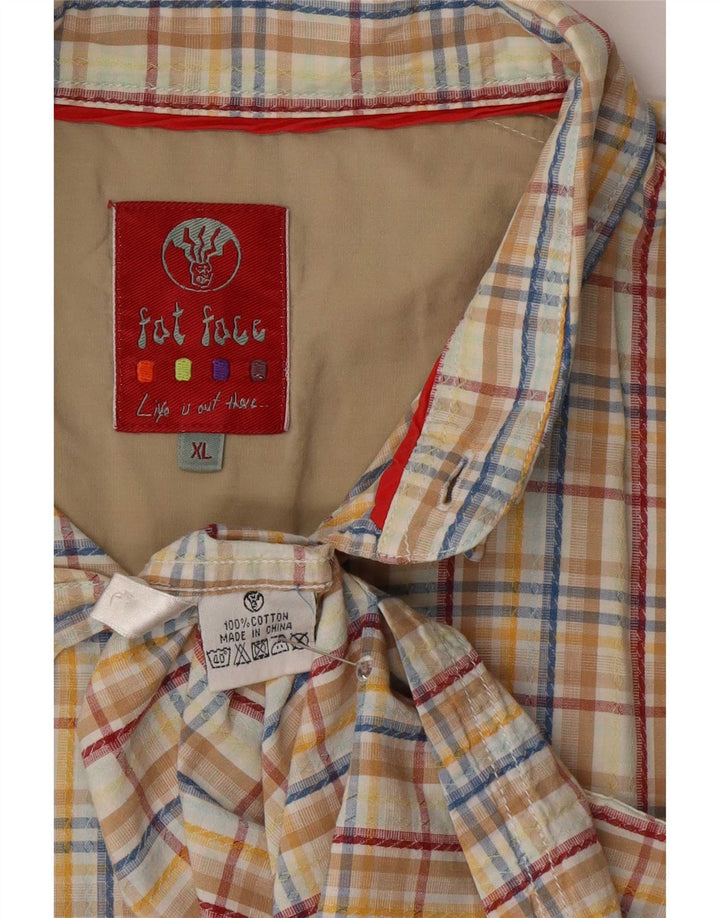 Camicia a maniche corte da uomo Fat Face XL in cotone a quadri beige