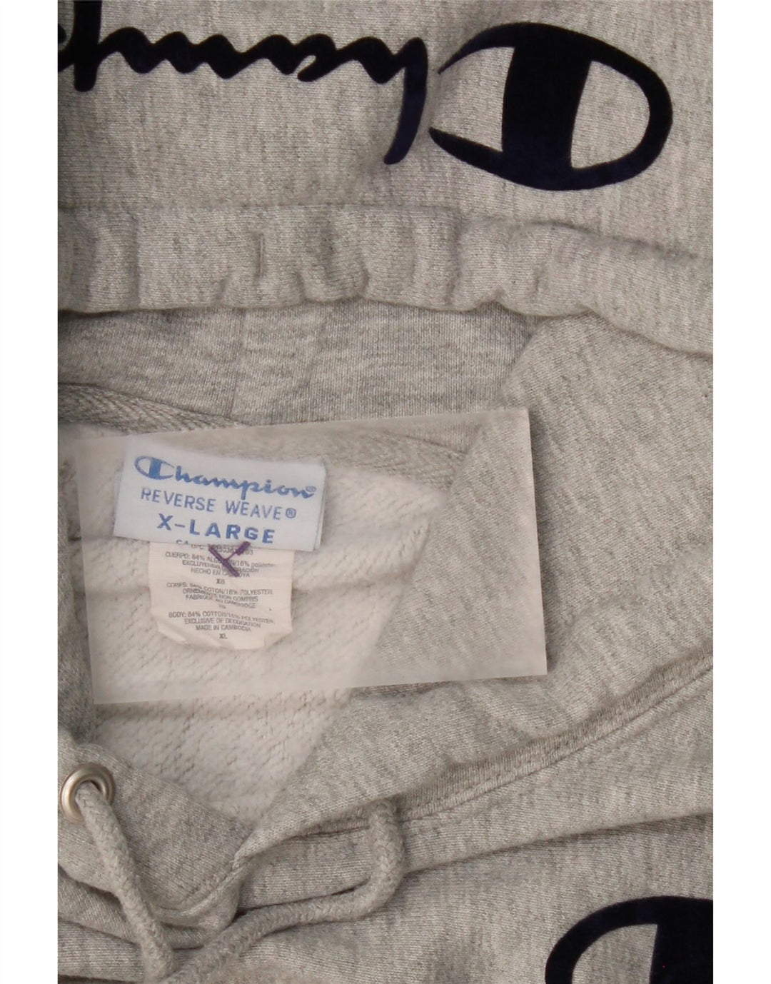 CHAMPION Womens Oversized Crop Graphic Sweatshirt Jumper UK 18 XL Grey Vintage Champion and Second-Hand Champion from Messina Hembry 