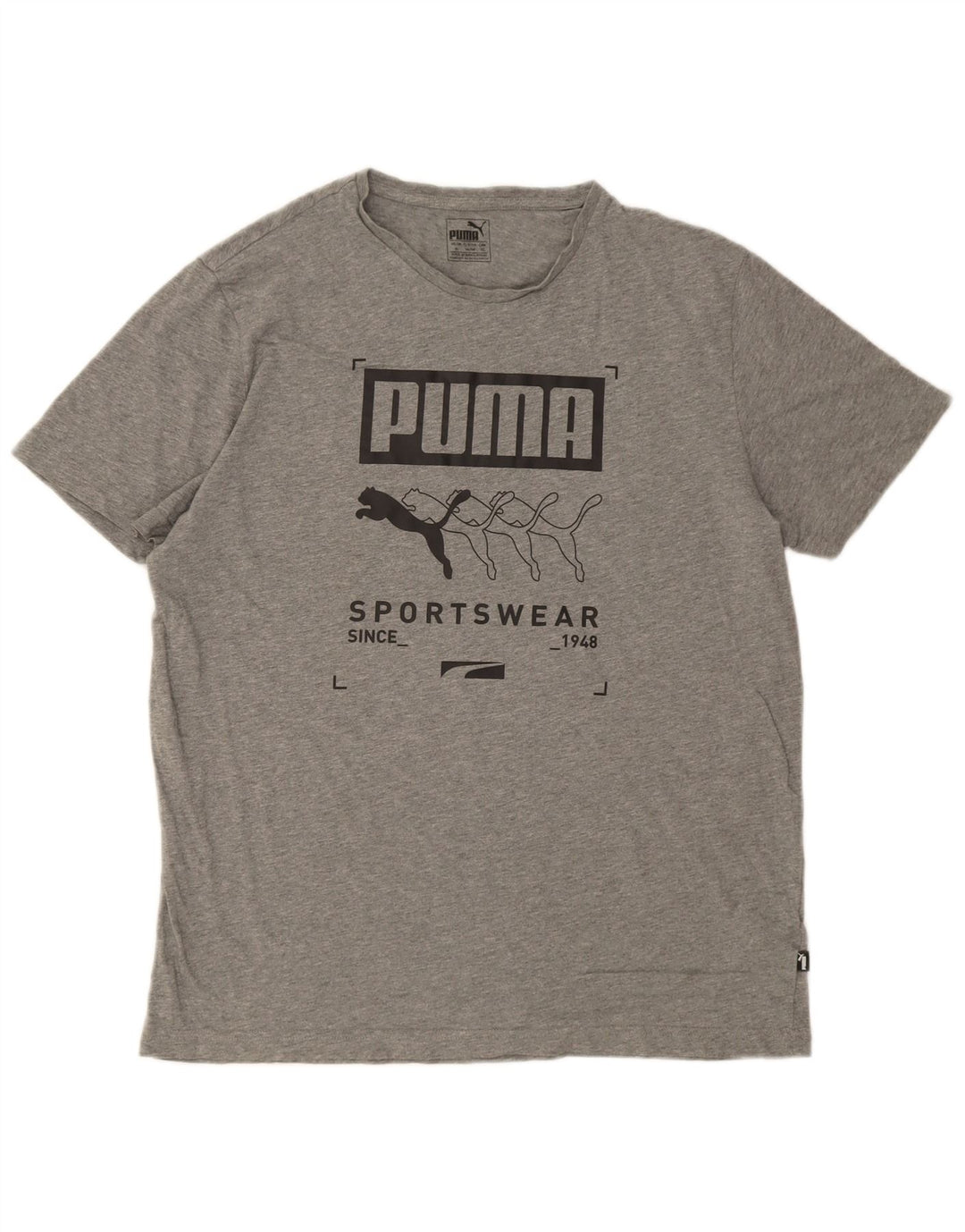 T-shirt grafica da uomo Puma Top XL in cotone grigio