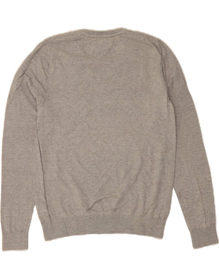 TOMMY HILFIGER Mens V-Neck Jumper Sweater Large Grey Cotton Vintage Tommy Hilfiger and Second-Hand Tommy Hilfiger from Messina Hembry 