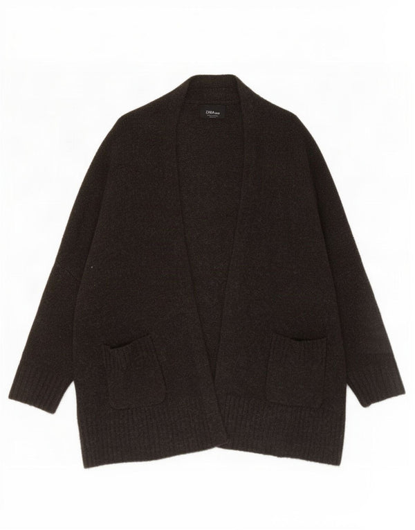 Maglione cardigan aperto oversize lungo da donna Zara UK 10 piccolo grigio