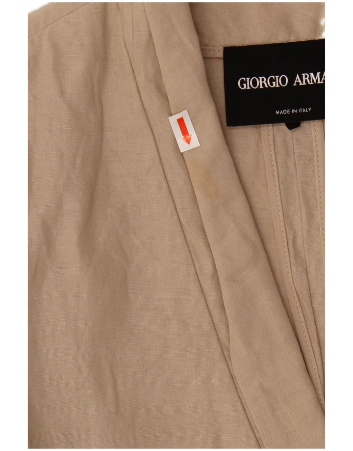 Giacca blazer da donna a 1 bottone Armani UK 10 piccola in cotone beige