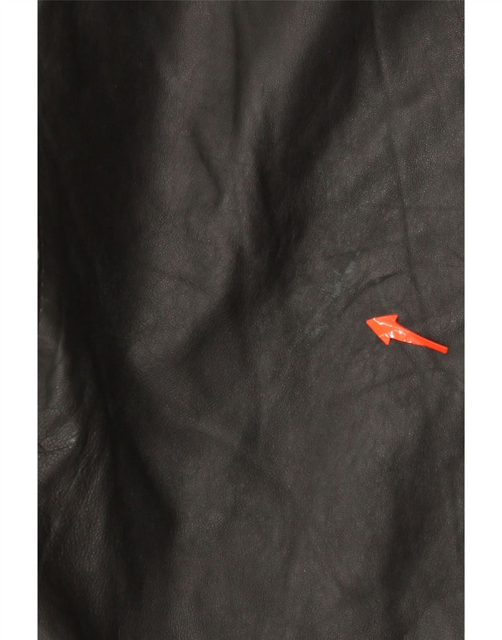 VINTAGE Womens Slim Leather Trousers W30 L33 Black Leather
