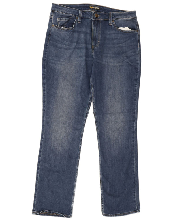 Jeans dritti regolari da donna a vita media Lee W31 L31 cotone blu