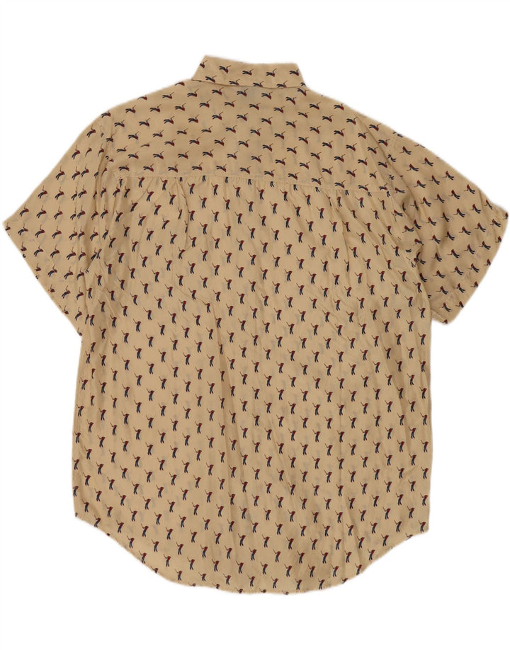 Camicia a maniche corte da golf da uomo con motivo astratto VAN ZON Seta beige medio