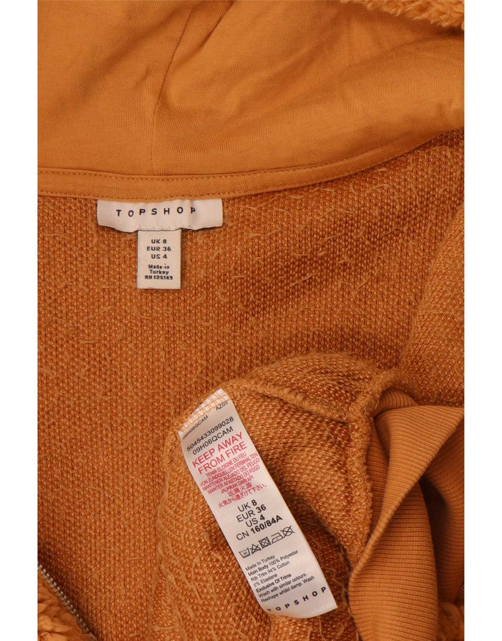 Topshop Giacca in pile oversize con cappuccio da donna UK 8 Small Beige Poliestere