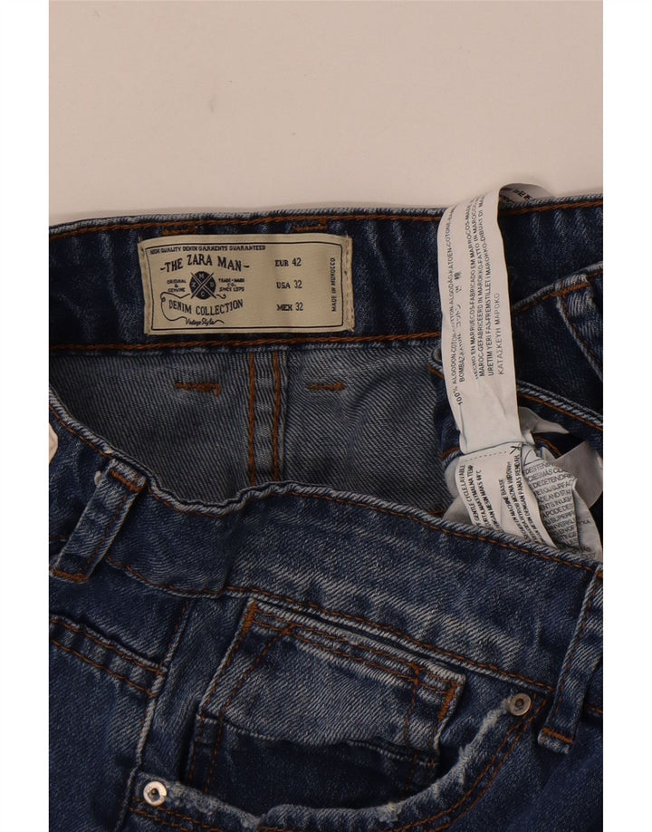 Pantaloncini di jeans da uomo Zara EU 42 Large W32 cotone blu