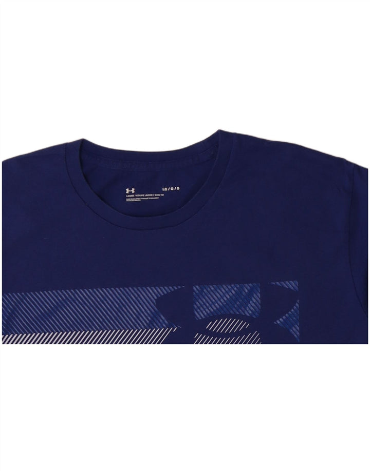 T-shirt grafica da uomo UNDER ARMOUR Top grande in cotone blu