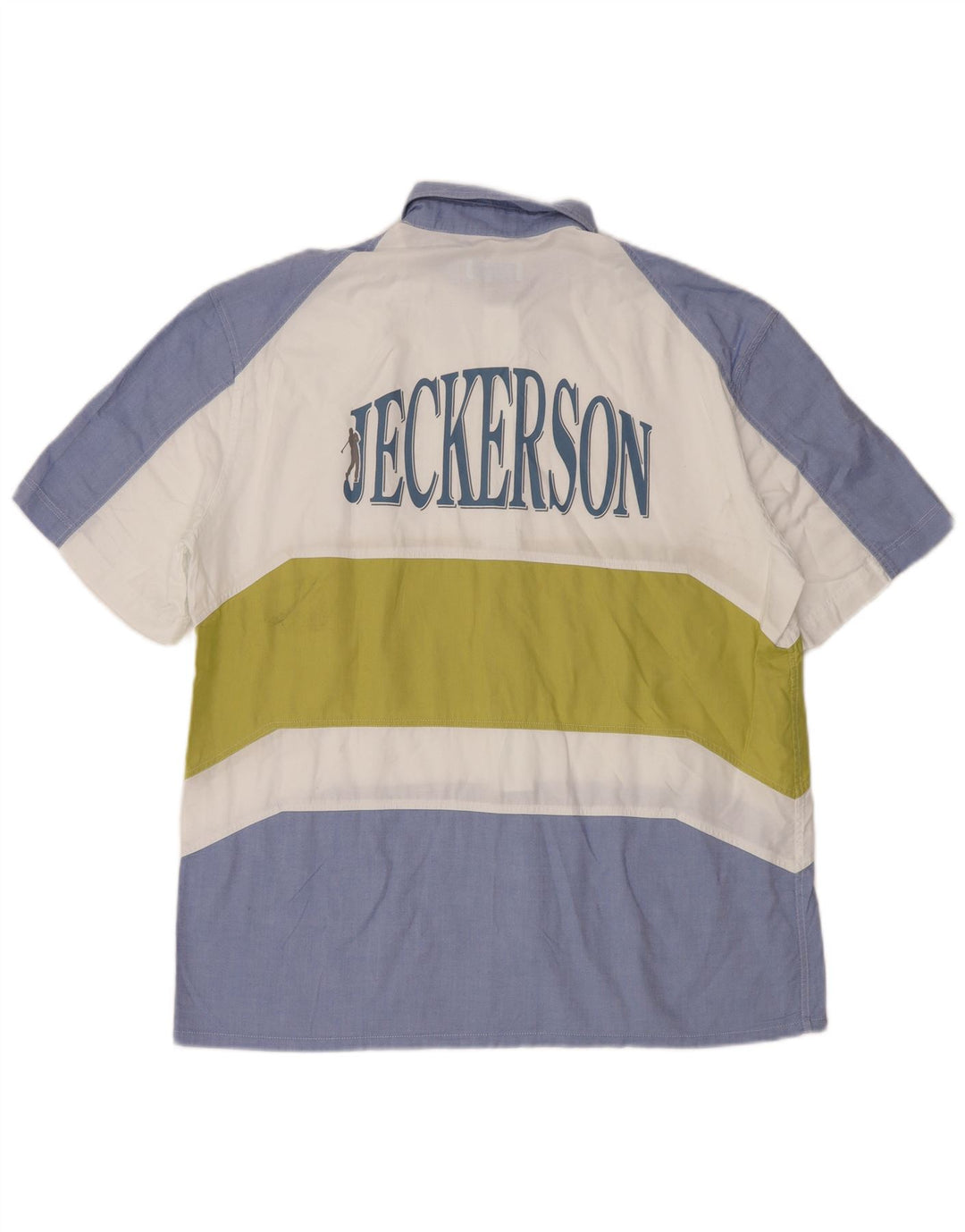 JECKERSON Camicia grafica da uomo a maniche corte XL Blu Colourblock