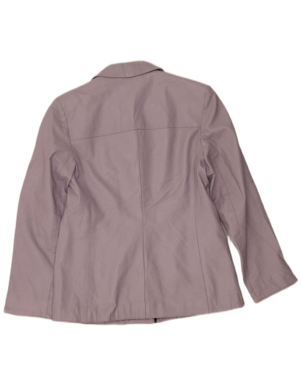 Giacca blazer in pelle da donna con zip intera Alta Moda IT 50 XL in pelle viola
