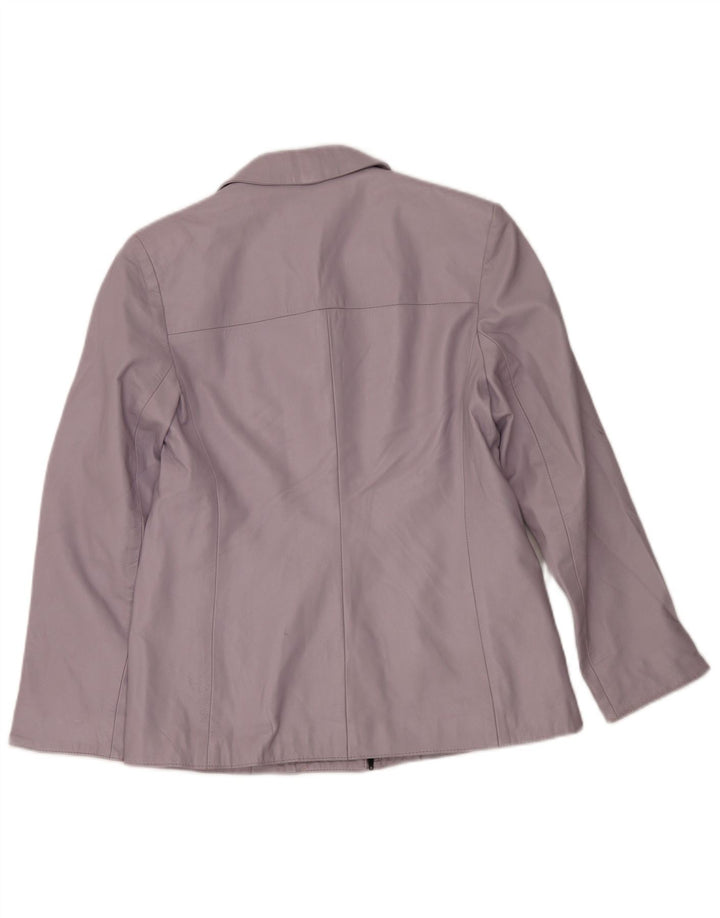 Giacca blazer in pelle da donna con zip intera Alta Moda IT 50 XL in pelle viola