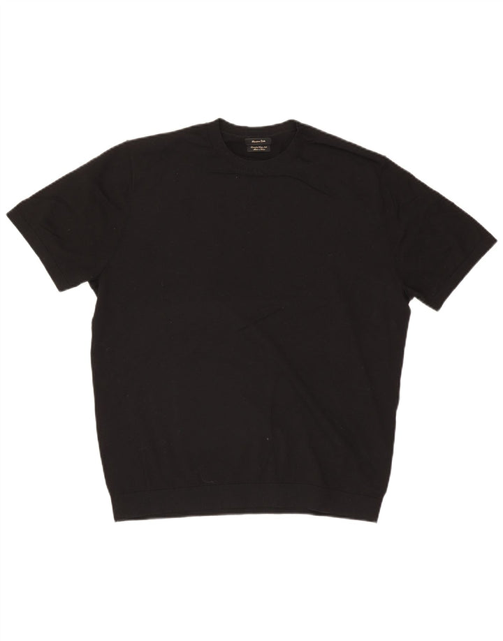 Maglione maglione girocollo da uomo a maniche corte Massimo Dutti nero medio
