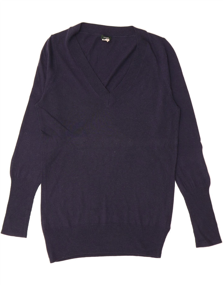 J. CREW Womens V-Neck Jumper Sweater UK 14 Medium Navy Blue Acrylic Vintage J. Crew and Second-Hand J. Crew from Messina Hembry 